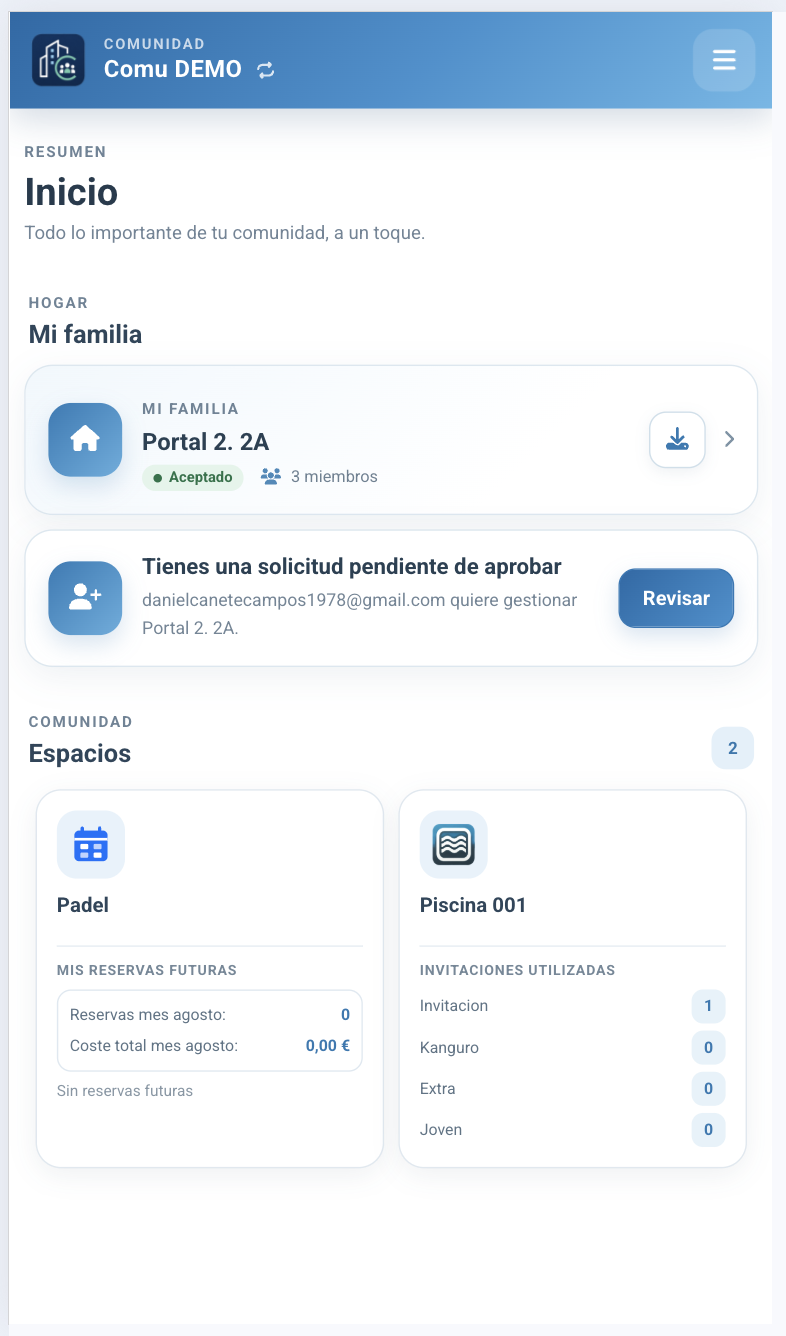 Aviso en la cuenta titular indicando que hay una solicitud pendiente.